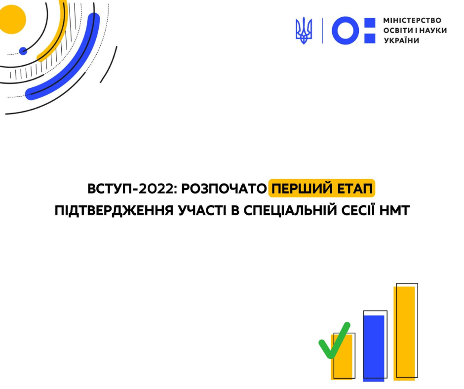 Вступ-2022: розпочато перший етап підтвердження участі в спеціальній сесії НМТ 