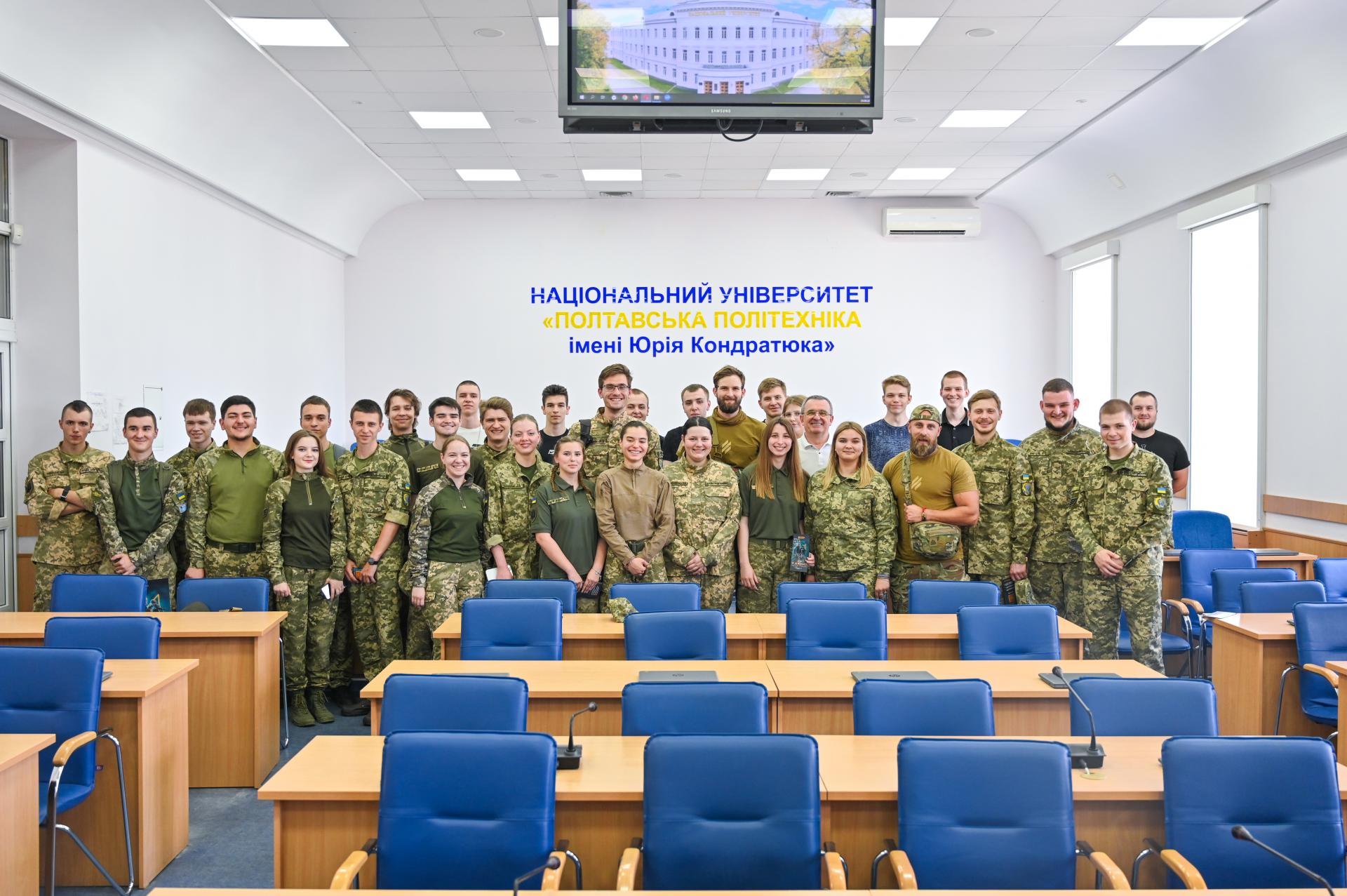 A meeting with the soldiers of the Third Separate Assault Brigade is held at the Veteran D...