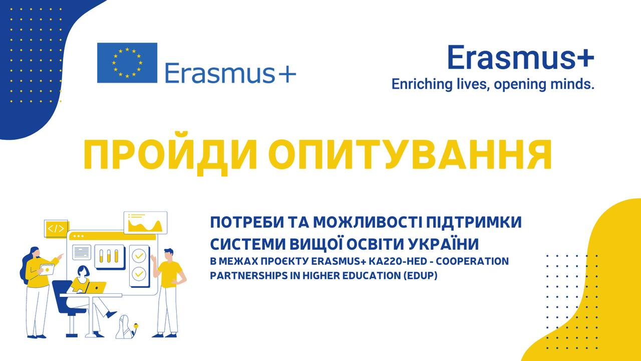 «Erasmus+ KA220-HED – Cooperation partnerships in higher education»: викладачів та студентів політехніки запрошують взяти участь в опитуванні