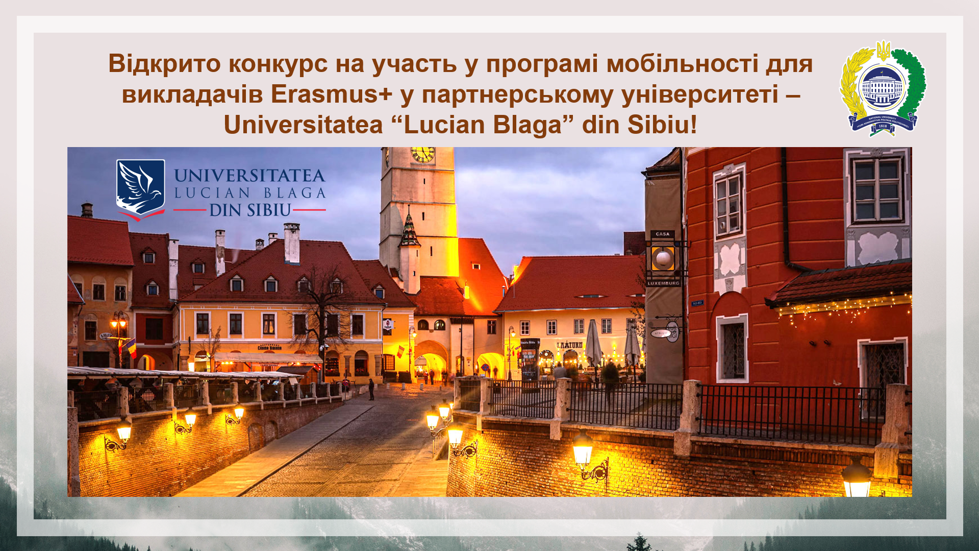 Open Call for Erasmus+ Staff Mobility at the Partner University – Universitatea “Lucian Bl...